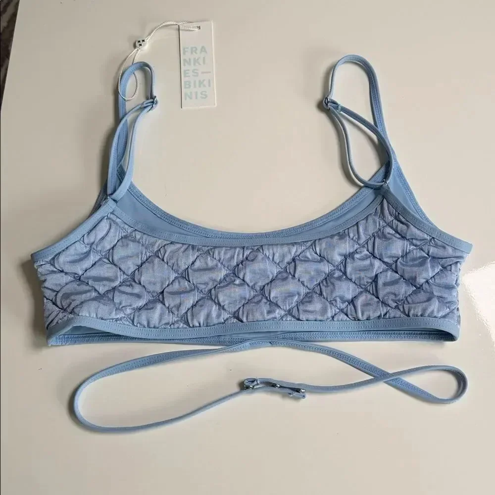 Frankie’s Bikini Waco Wrap Bralette Bikini Top In Baby Blue